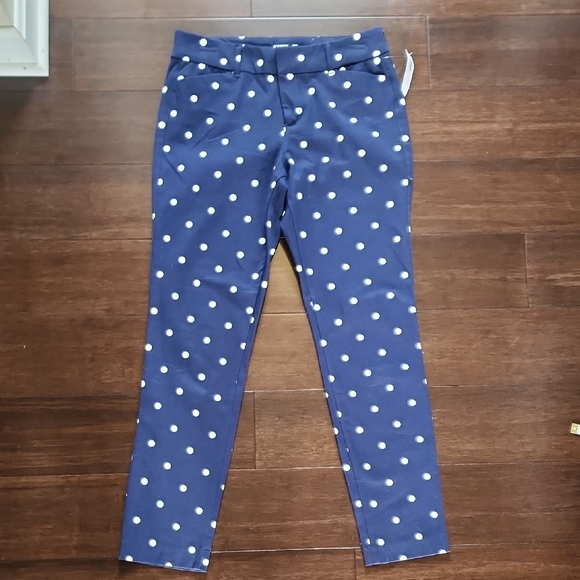Old Navy Pants - Old Navy Women's Blue Polka Dot Pixie Ankle Pants Size 2 NWT